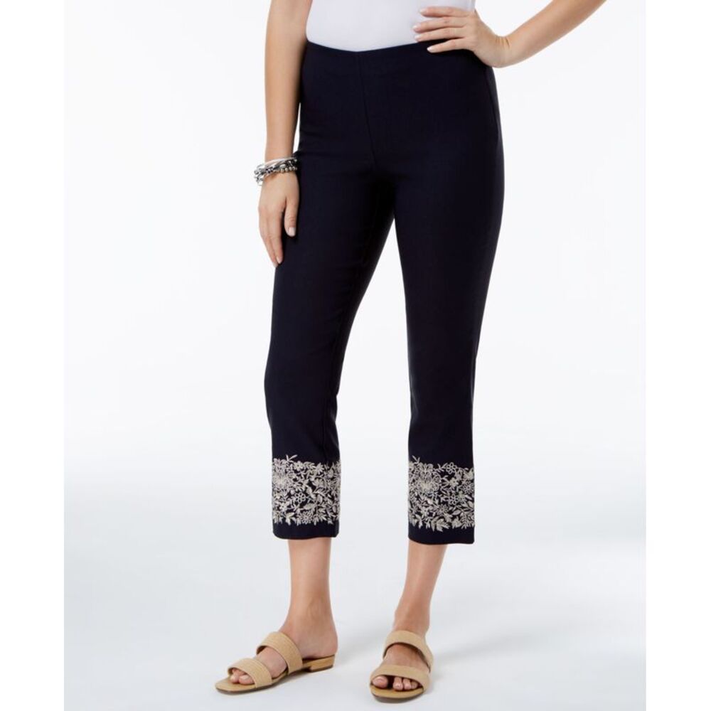 Charter Club Tummy Control Embroidered Capri Pants